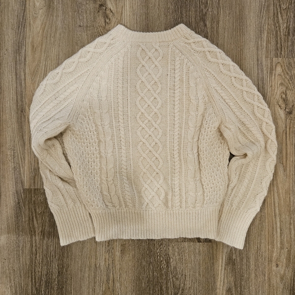 Vintage Heavy Cream Cable Knit Sweater Unisex Medium - Wool & Mohair - Picture 9 of 12